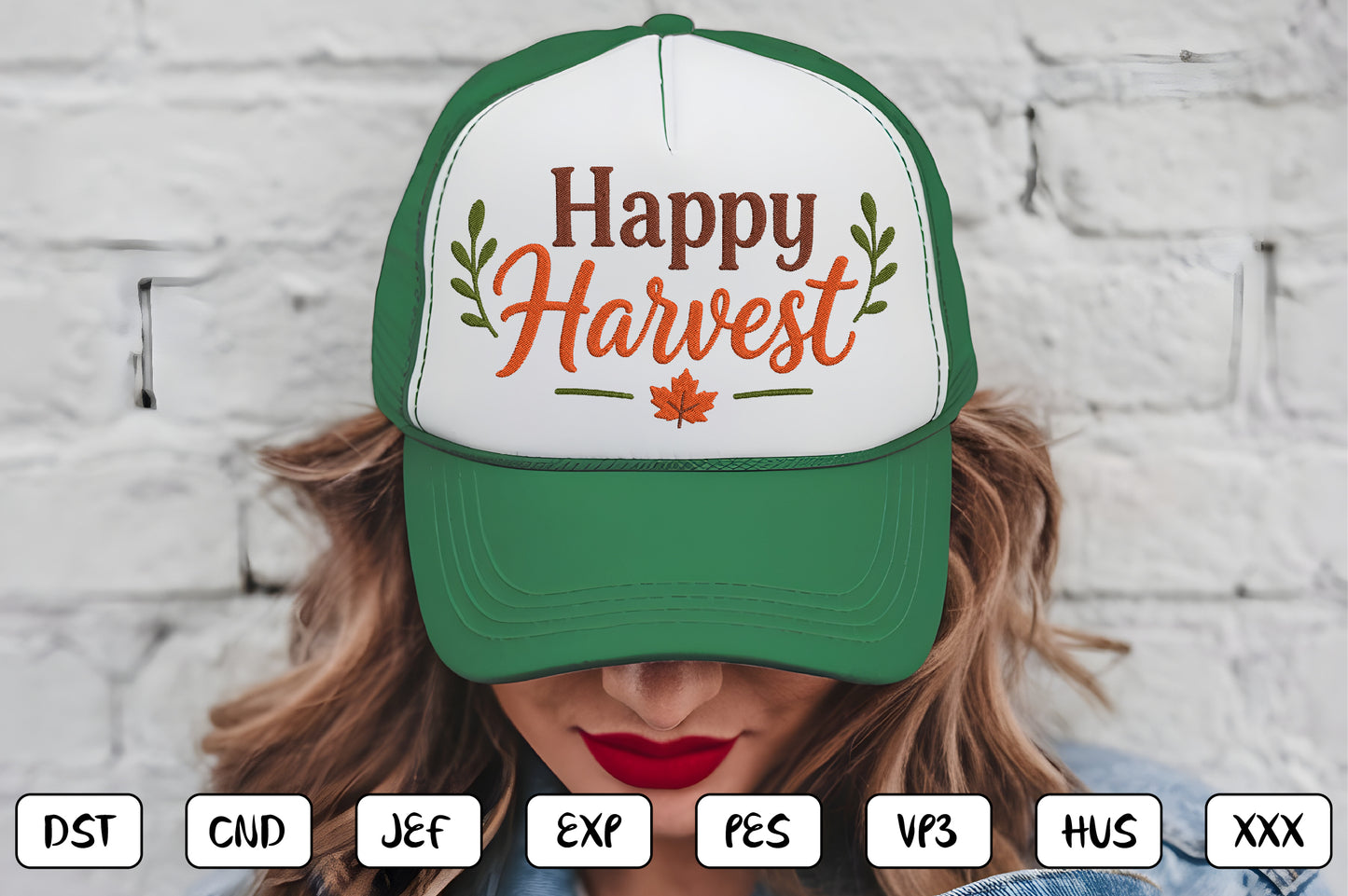 Happy Harvest Embroidery Design, Fall Harvest Machine Embroidery Pattern, Autumn Script Embroidery Design