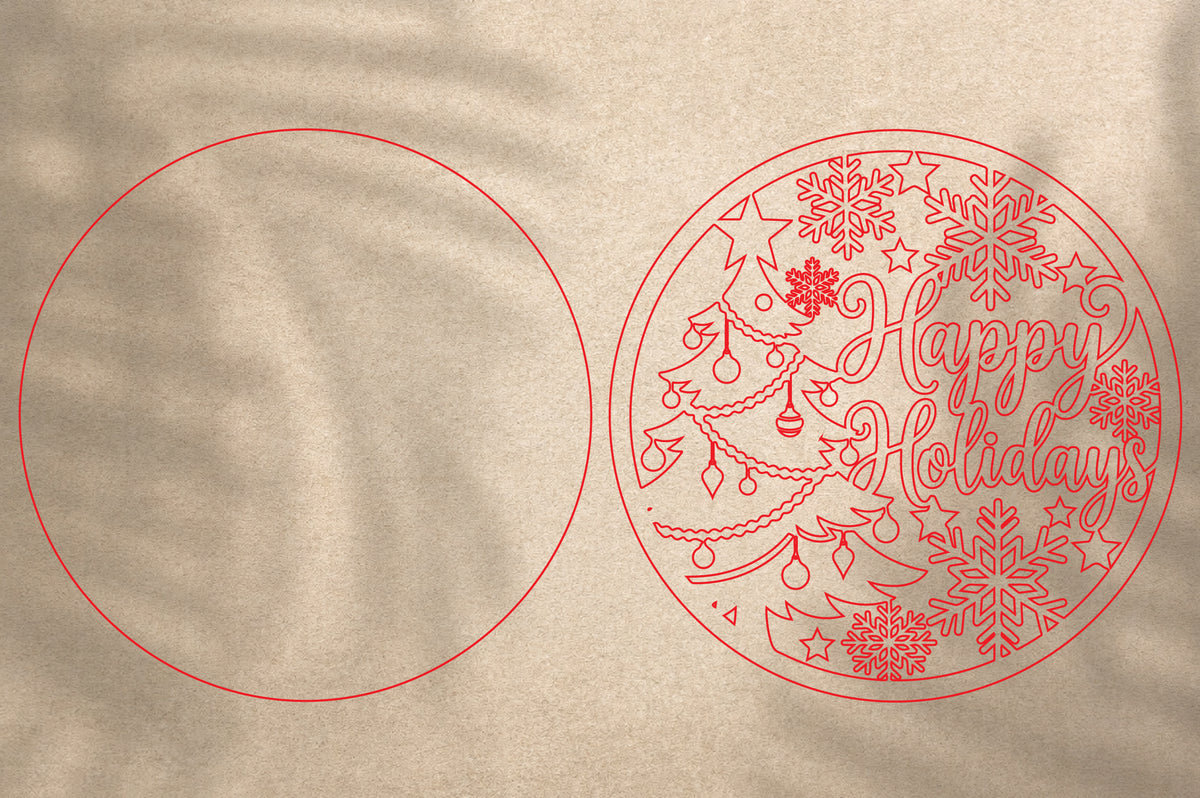 Happy Holidays Christmas Laser Cut SVG | Christmas Tree Snowflake Ornament