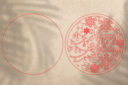 Happy Holidays Christmas Laser Cut SVG | Christmas Tree Snowflake Ornament