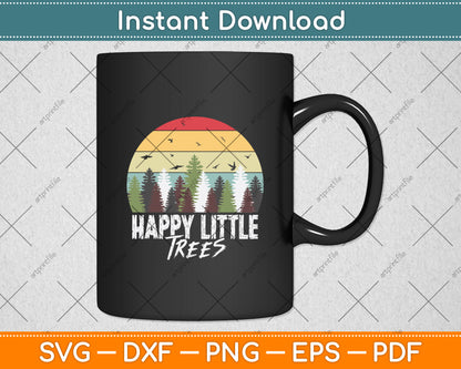 Happy Little Tree Bob Style Vintage Forests Earth Day Svg Digital Cutting File