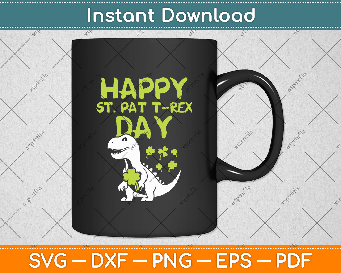 Happy St Pat Rex Day Dinosaur St Patricks Day Svg Digital Cutting File