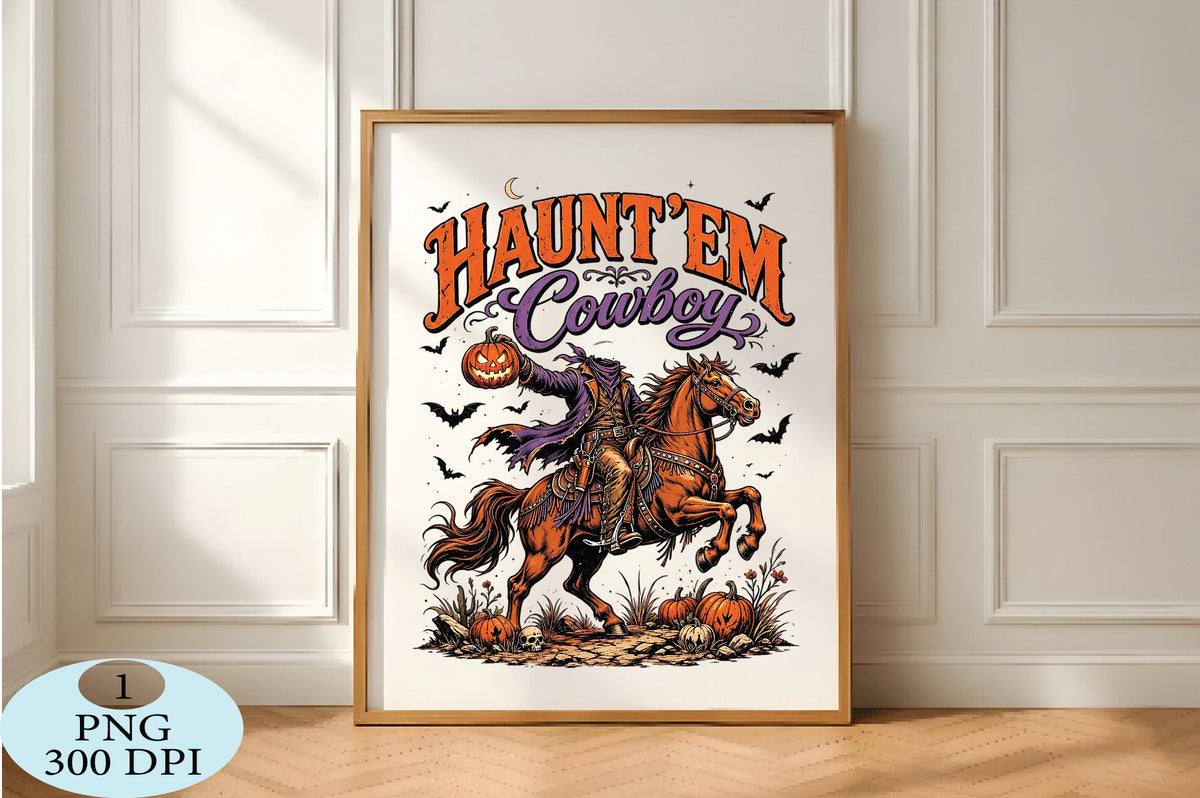 Haunt 'Em Cowboy Halloween PNG Spooky Western Rider