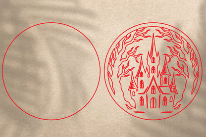 Haunted Castle Halloween Laser Cut SVG | Spooky Castle Tree Ornament
