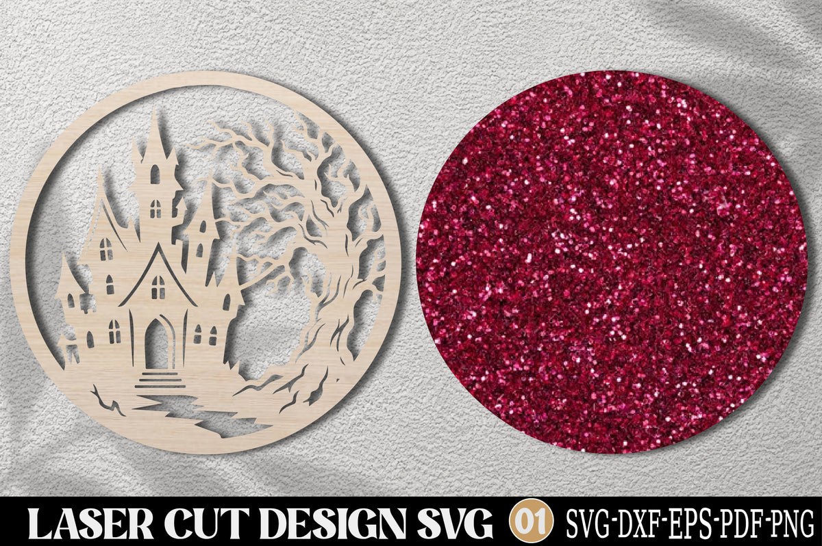 Haunted Castle Halloween Sign SVG | Spooky Gothic Castle Laser Cut