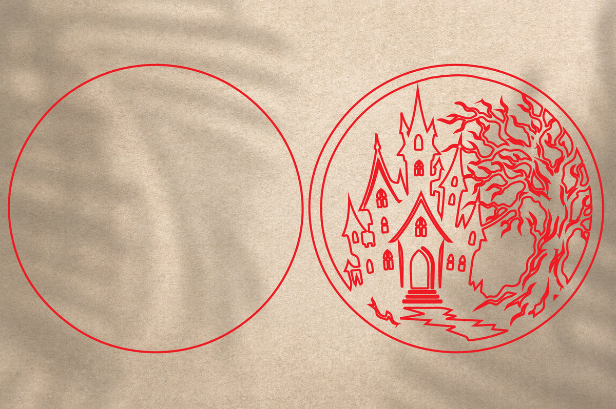 Haunted Castle Halloween Sign SVG | Spooky Gothic Castle Laser Cut