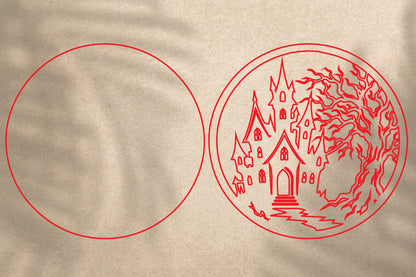 Haunted Castle Halloween Sign SVG | Spooky Gothic Castle Laser Cut