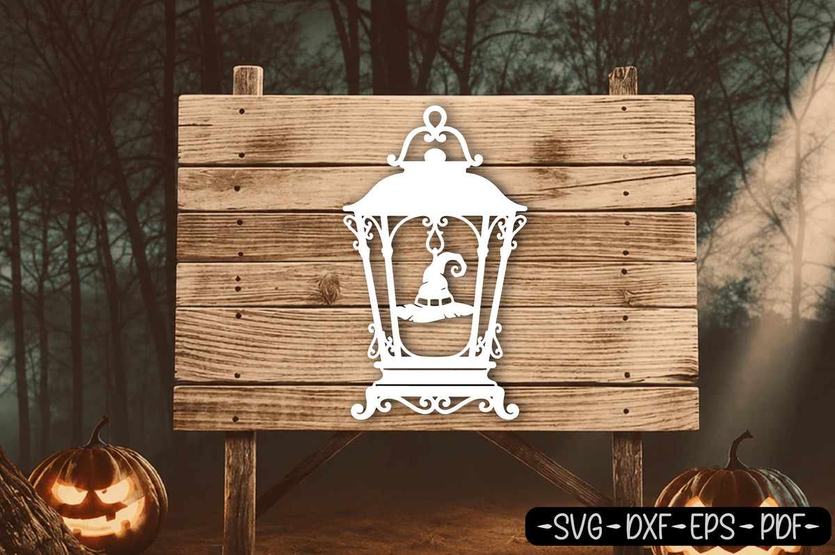Witch Lantern Halloween Laser Cut SVG