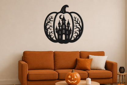 Haunted Castle Pumpkin SVG | Halloween Castle Laser Cut SVG