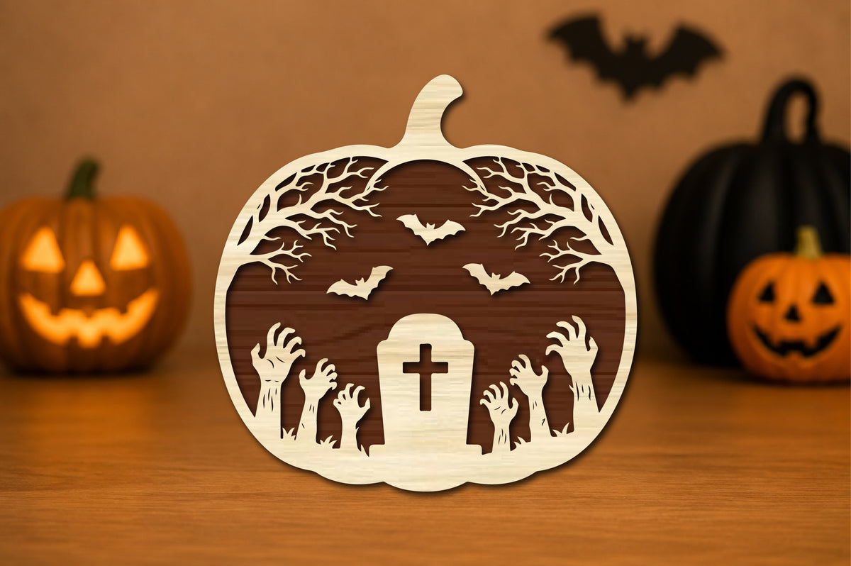 Haunted Graveyard Pumpkin Laser Cut SVG