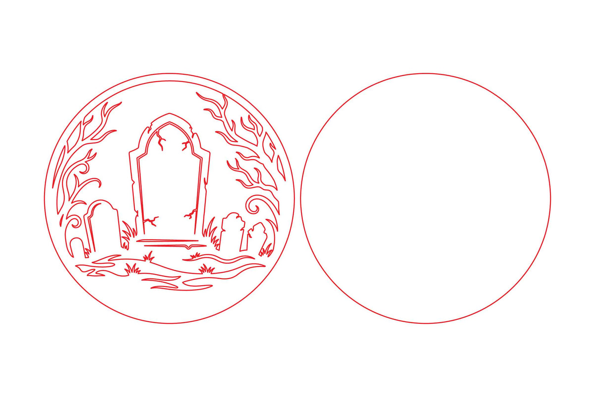 Haunted Graveyard Round Sign Laser Cut SVG