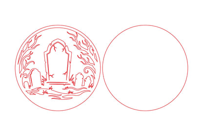 Haunted Graveyard Round Sign Laser Cut SVG