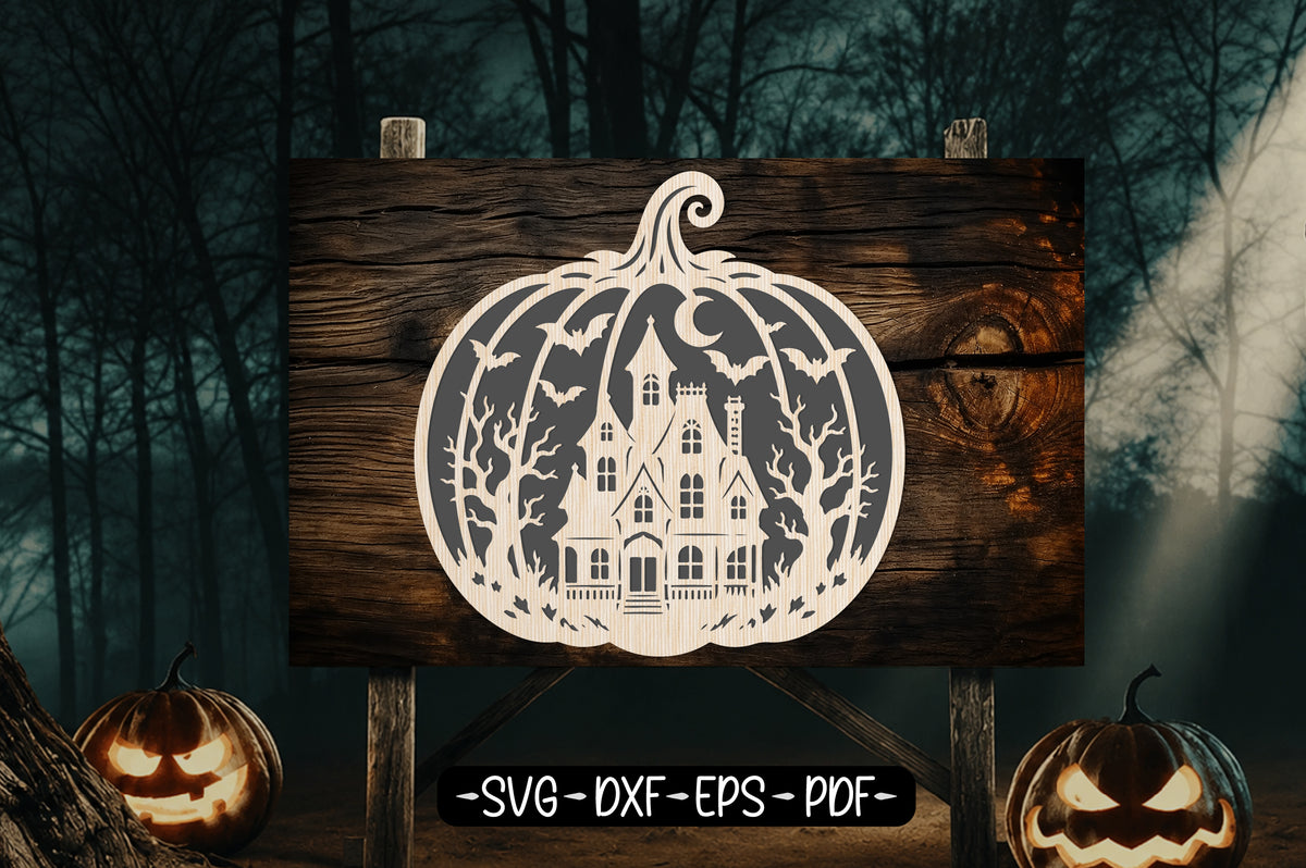 Haunted House Pumpkin Halloween Laser Cut SVG Design