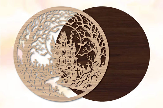 Haunted Mansion Graveyard Halloween Laser Cut SVG