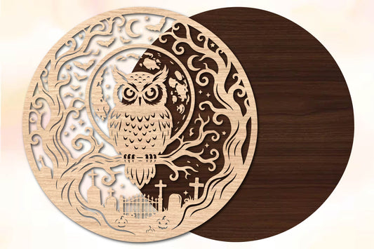 Haunted Owl Halloween Laser Cut SVG