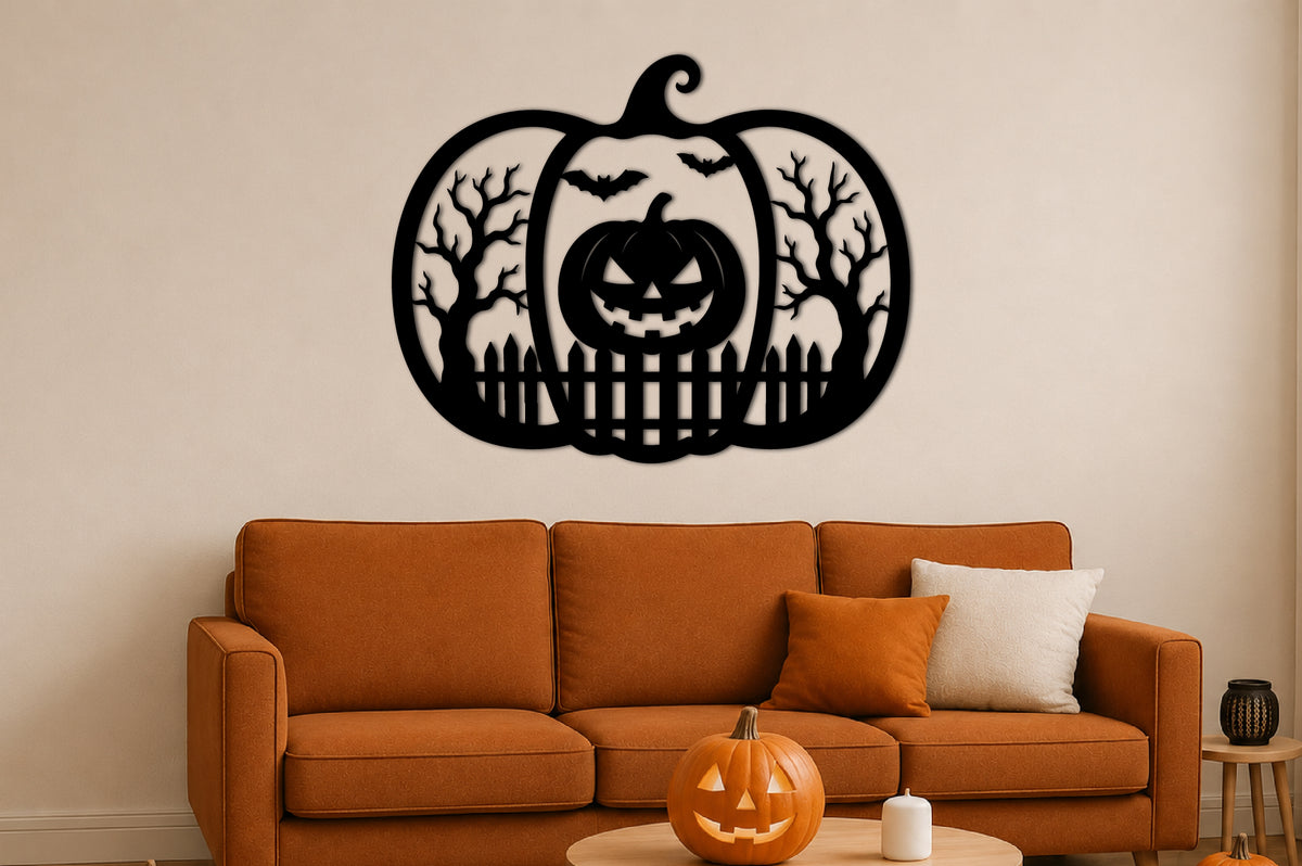 Haunted Pumpkin Scene SVG | Halloween Pumpkin Laser Cut SVG