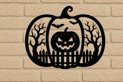 Haunted Pumpkin Scene SVG | Halloween Pumpkin Laser Cut SVG