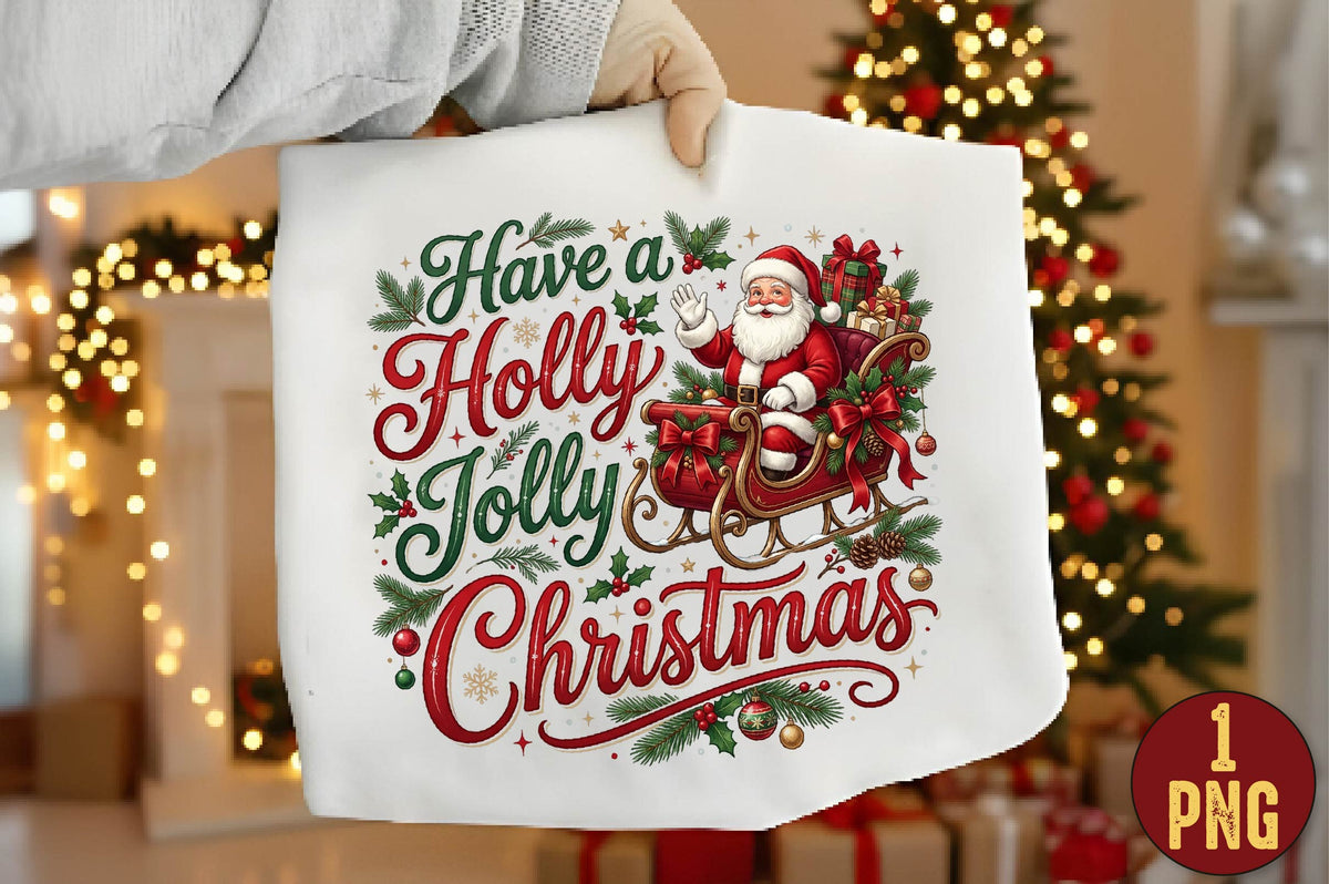 Have a Holly Jolly Christmas PNG, Santa Claus Christmas Sublimation Design, Holiday Shirt PNG, Christmas Gift Design