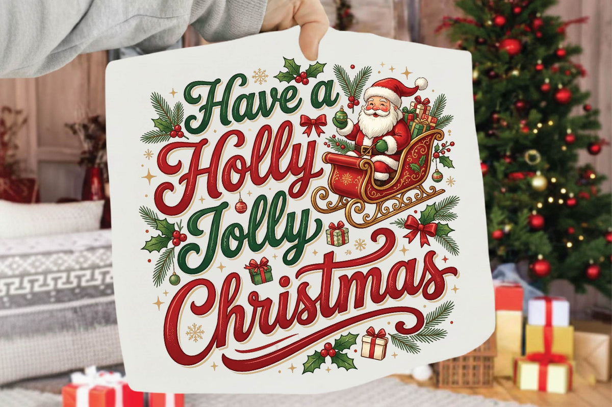Have a Holly Jolly Christmas PNG, Santa Sleigh Christmas Sublimation Design, Holiday Shirt PNG, Festive Christmas Gift