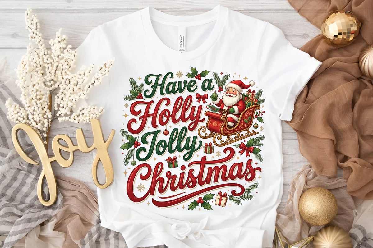 Have a Holly Jolly Christmas PNG, Santa Sleigh Christmas Sublimation Design, Holiday Shirt PNG, Festive Christmas Gift