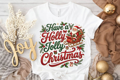 Have a Holly Jolly Christmas PNG, Santa Sleigh Christmas Sublimation Design, Holiday Shirt PNG, Festive Christmas Gift