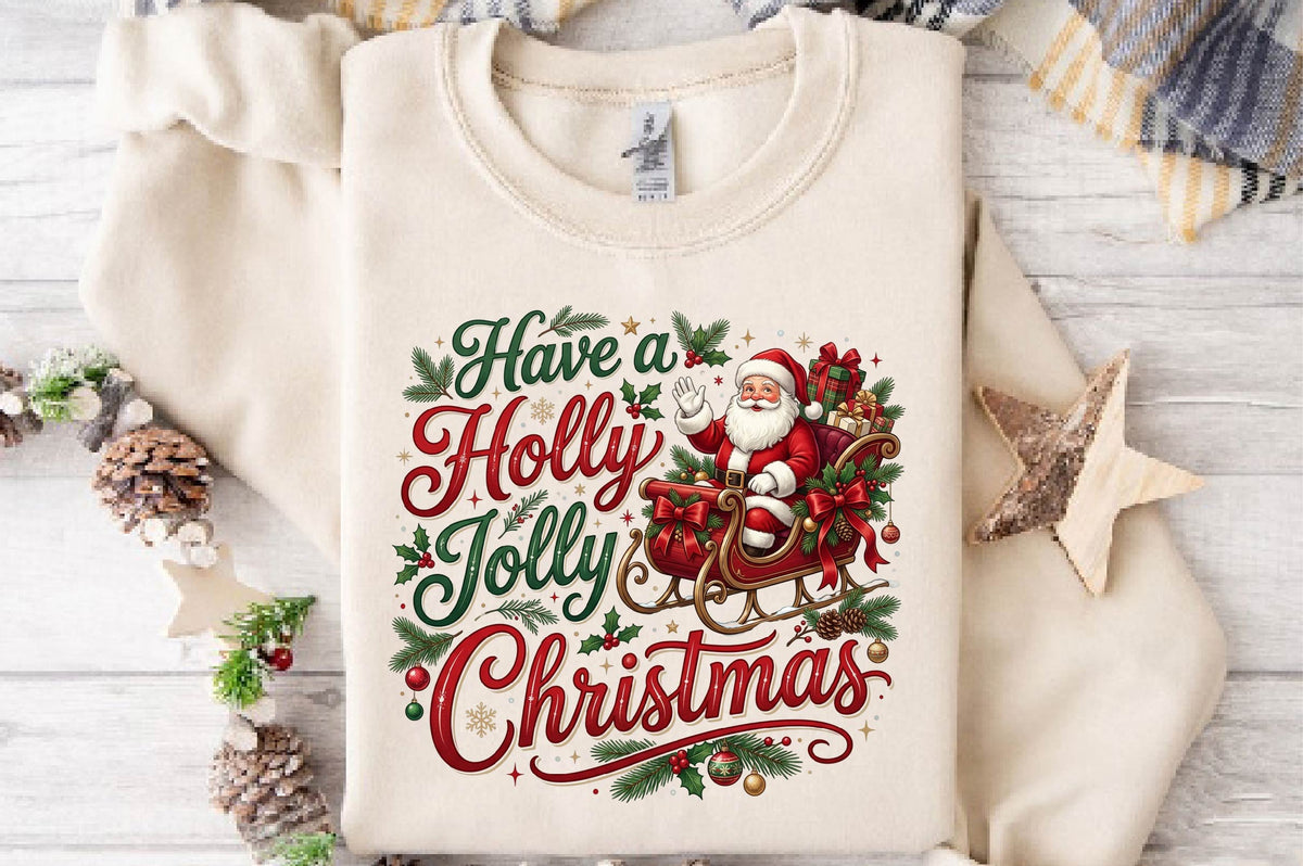 Have a Holly Jolly Christmas PNG, Santa Claus Christmas Sublimation Design, Holiday Shirt PNG, Christmas Gift Design