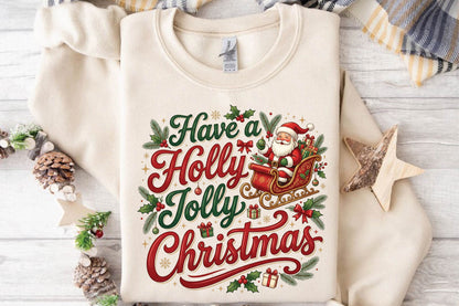 Have a Holly Jolly Christmas PNG, Santa Sleigh Christmas Sublimation Design, Holiday Shirt PNG, Festive Christmas Gift