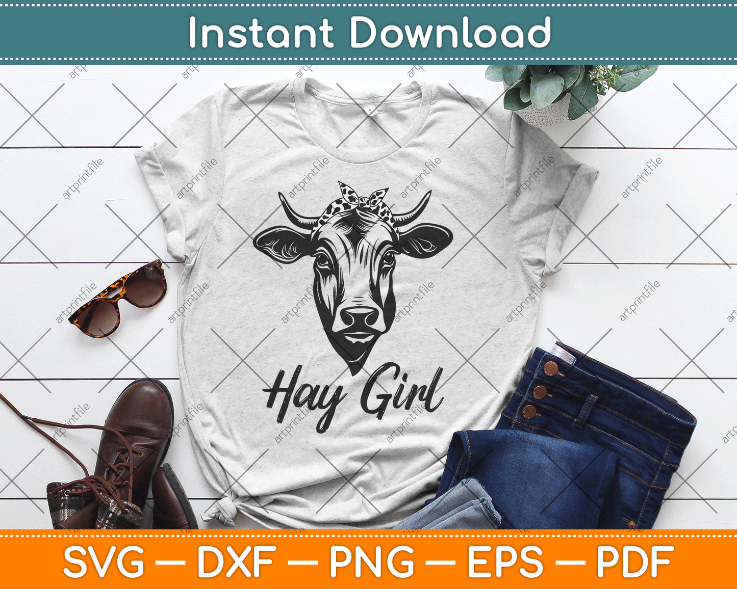 Hay Girl Farmer Funny Cattle Cow Farm Lovers Svg Digital Cutting File