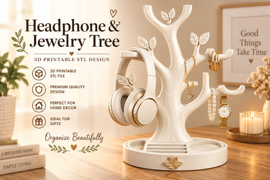 Headphone & Jewelry Tree 3D STL File