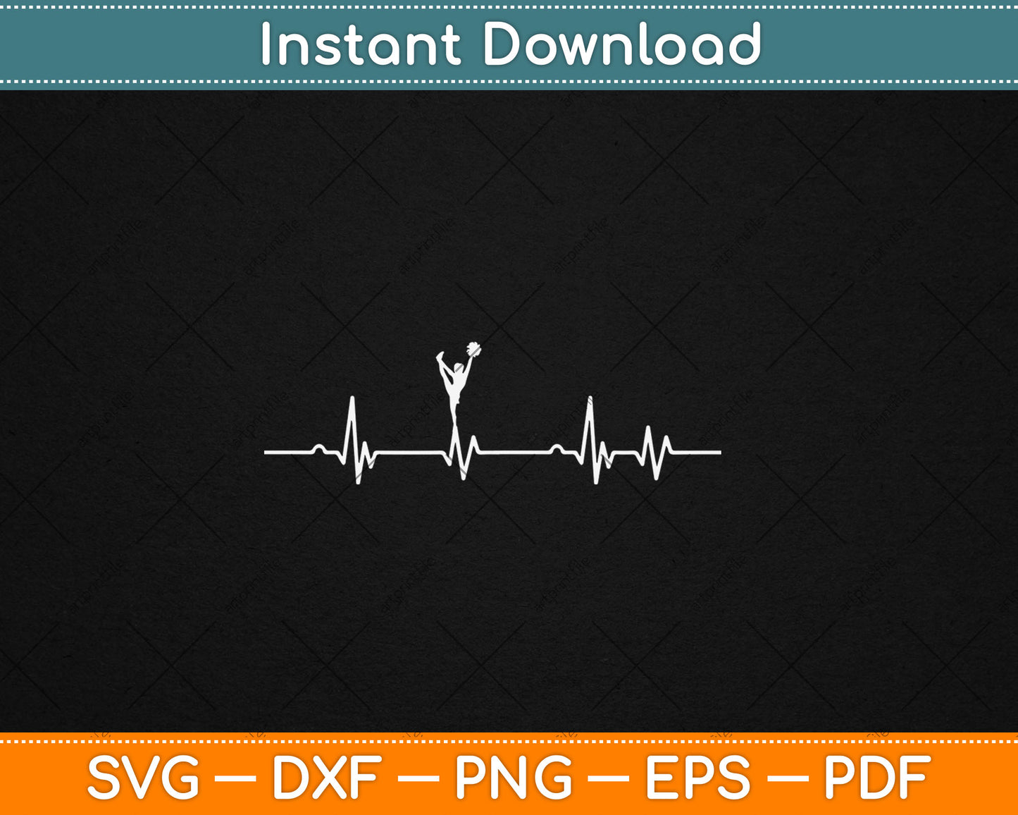 Heartbeat Funny Cheerleader Girls Svg Digital Cutting File