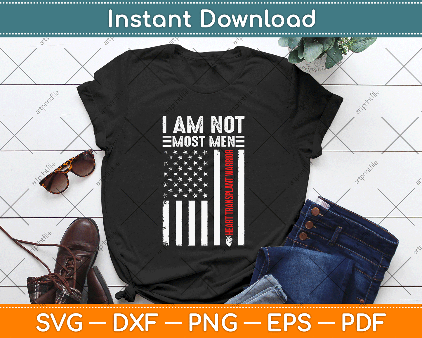 Heart Transplant Recipient America Surgery Survivor SVG Digital Download