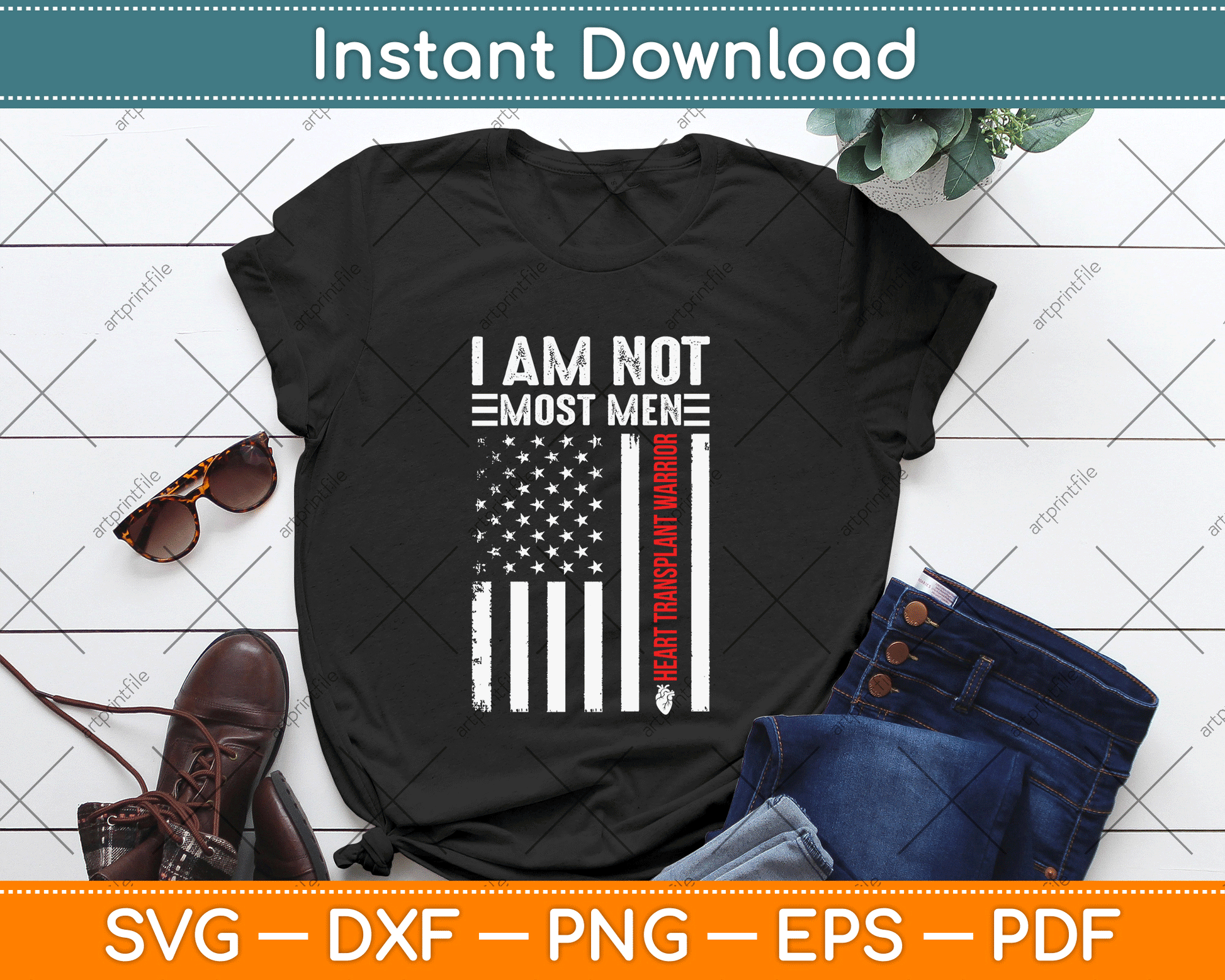 Heart Transplant Recipient America Surgery Survivor SVG Digital Download