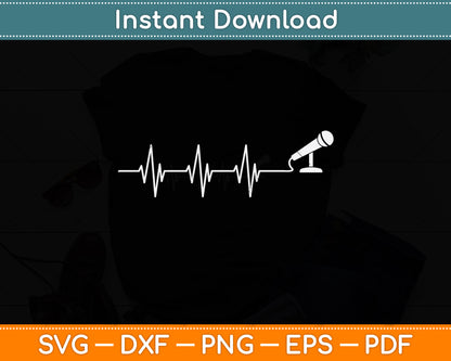 Heart Beat Microphone Lover Svg Png Dxf Digital Cutting File