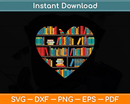 Book Lover Heart Librarian Svg Digital Cutting File