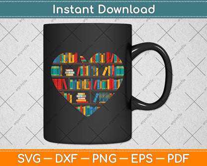 Book Lover Heart Librarian Svg Digital Cutting File