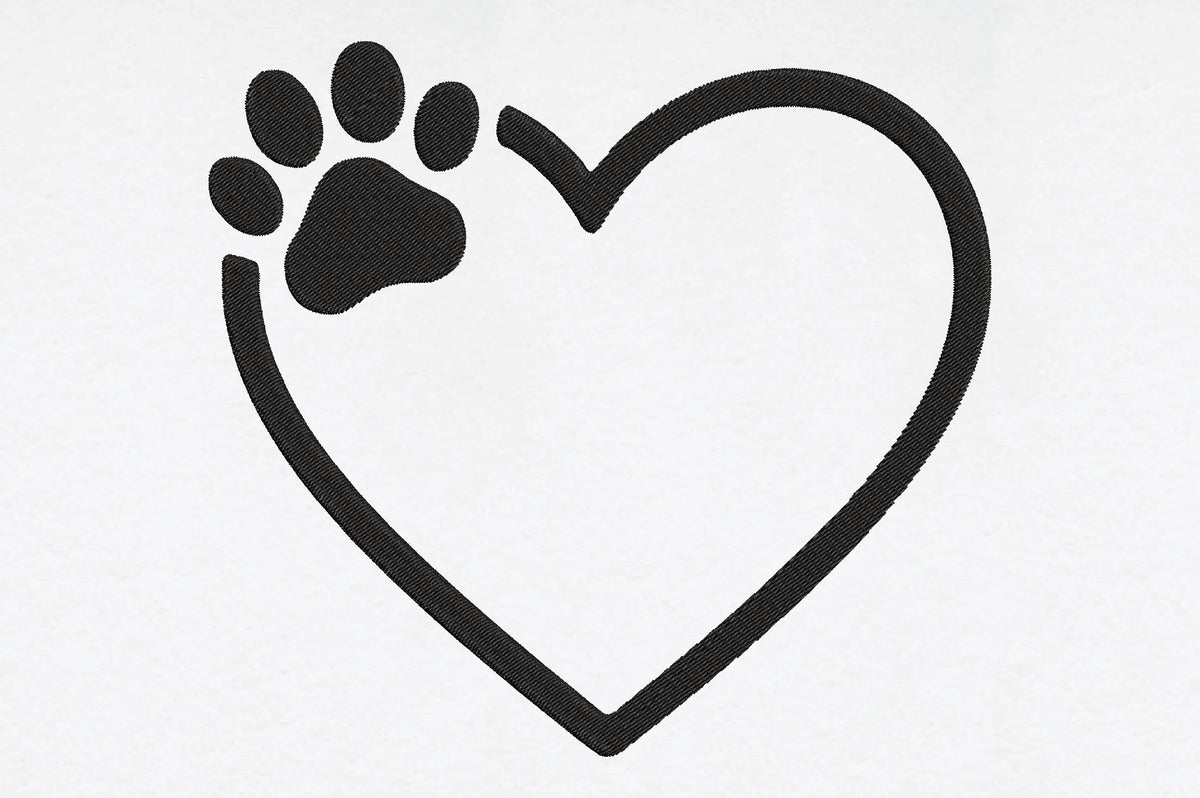 Heart Paw Embroidery Design