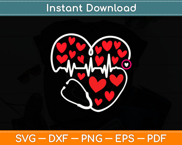 Heart Stethoscope Funny Valentine's Day Svg Digital Cutting File