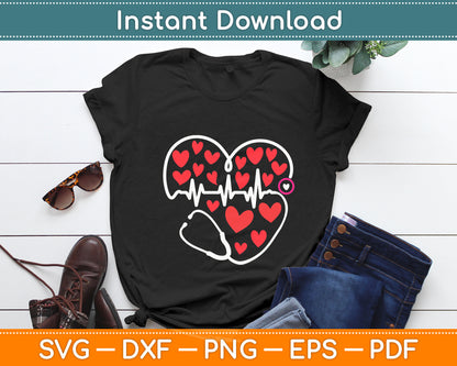 Heart Stethoscope Funny Valentine's Day Svg Digital Cutting File