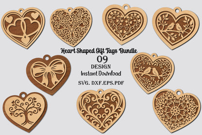 Heart Shaped Gift Tags Laser Cut SVG Bundle