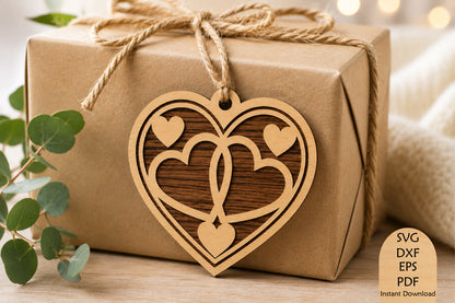 Heart Shaped Gift Tags Laser Cut SVG Bundle