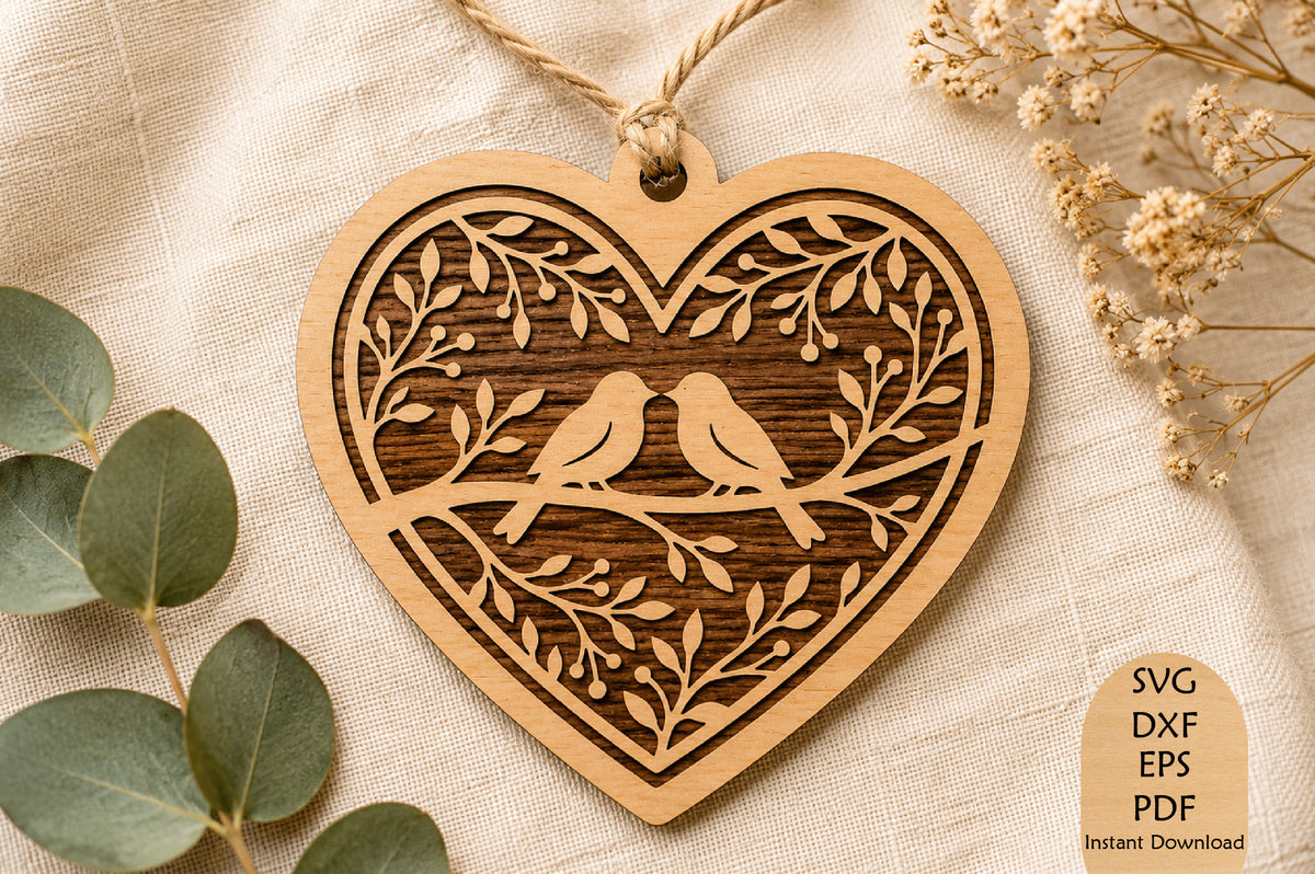 Heart Shaped Gift Tags Laser Cut SVG Bundle