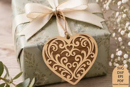 Heart Shaped Gift Tags Laser Cut SVG Bundle