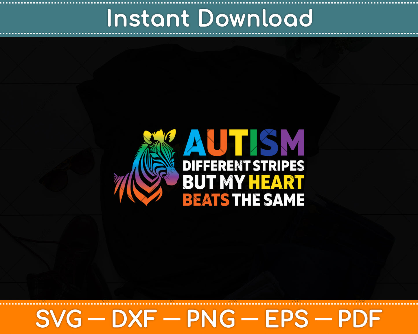 Heart Zebra Saying Inspirational Autism Awareness Svg Digital Cutting File