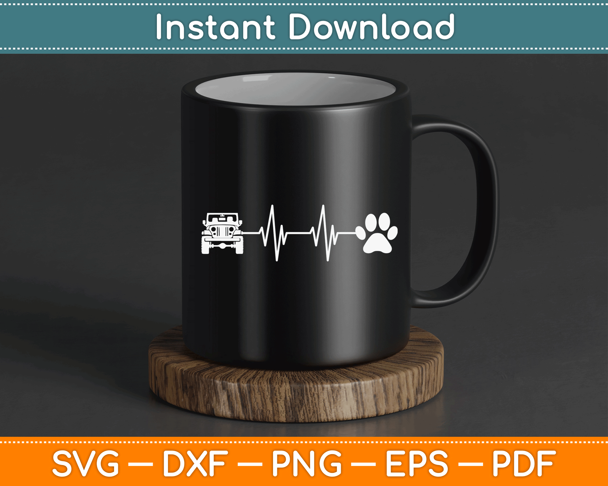 Heartbeat Dog Lover Cat Owner Offroad SVG PNG Digital Cutting File