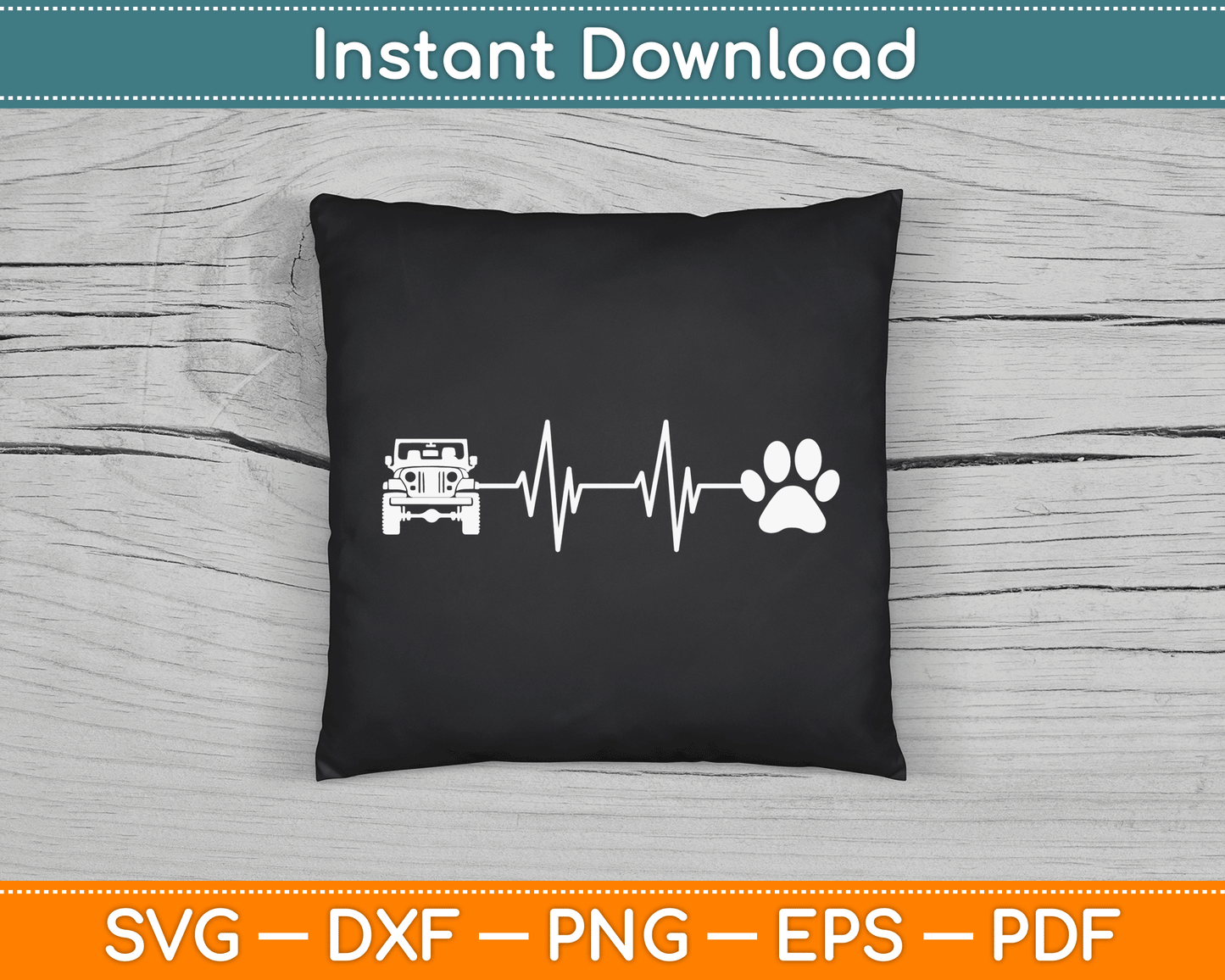 Heartbeat Dog Lover Cat Owner Offroad SVG PNG Digital Cutting File