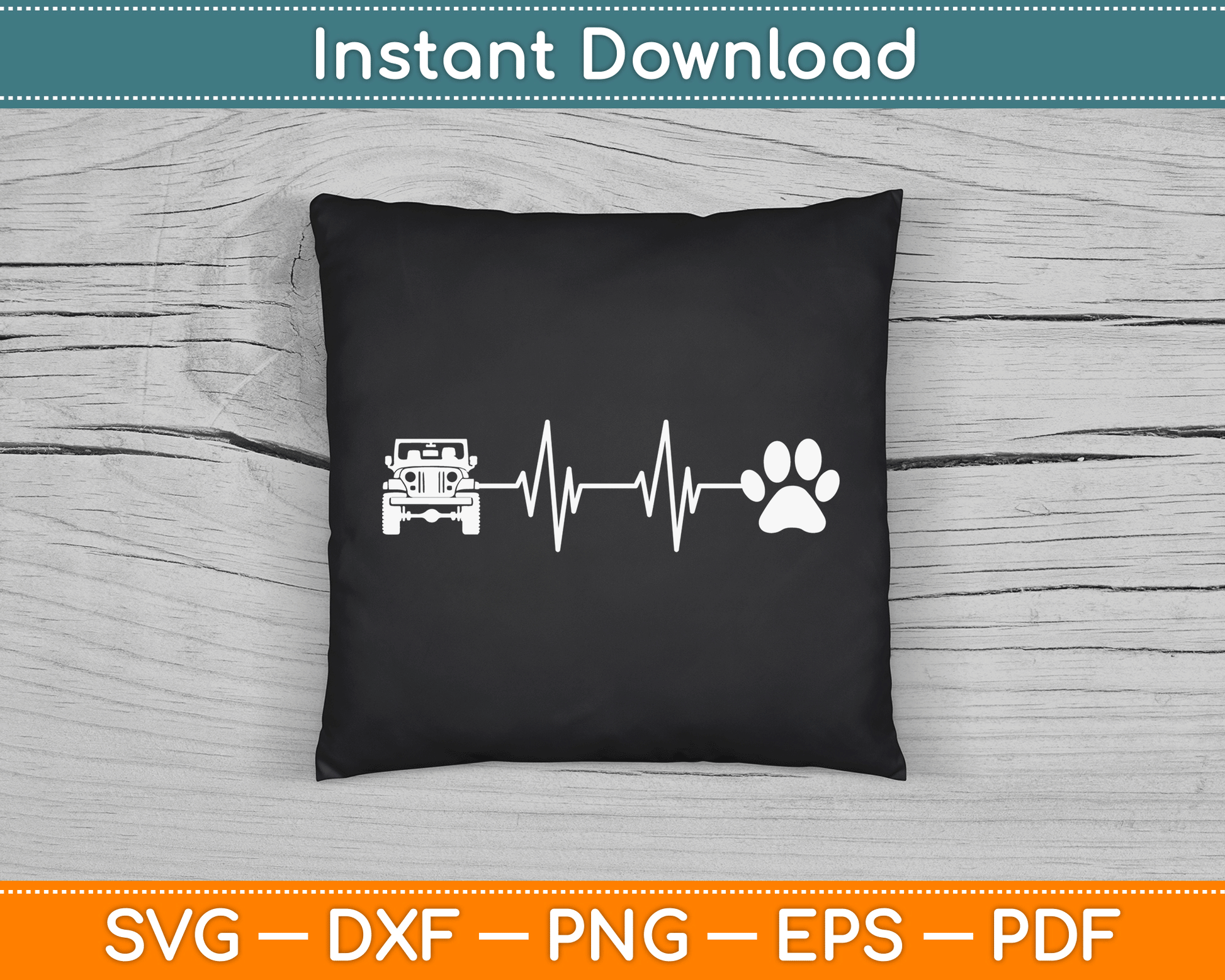 Heartbeat Dog Lover Cat Owner Offroad SVG PNG Digital Cutting File
