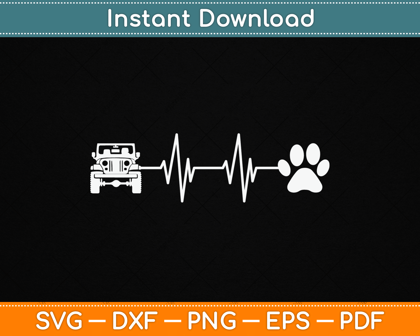 Heartbeat Dog Lover Cat Owner Offroad SVG PNG Digital Cutting File