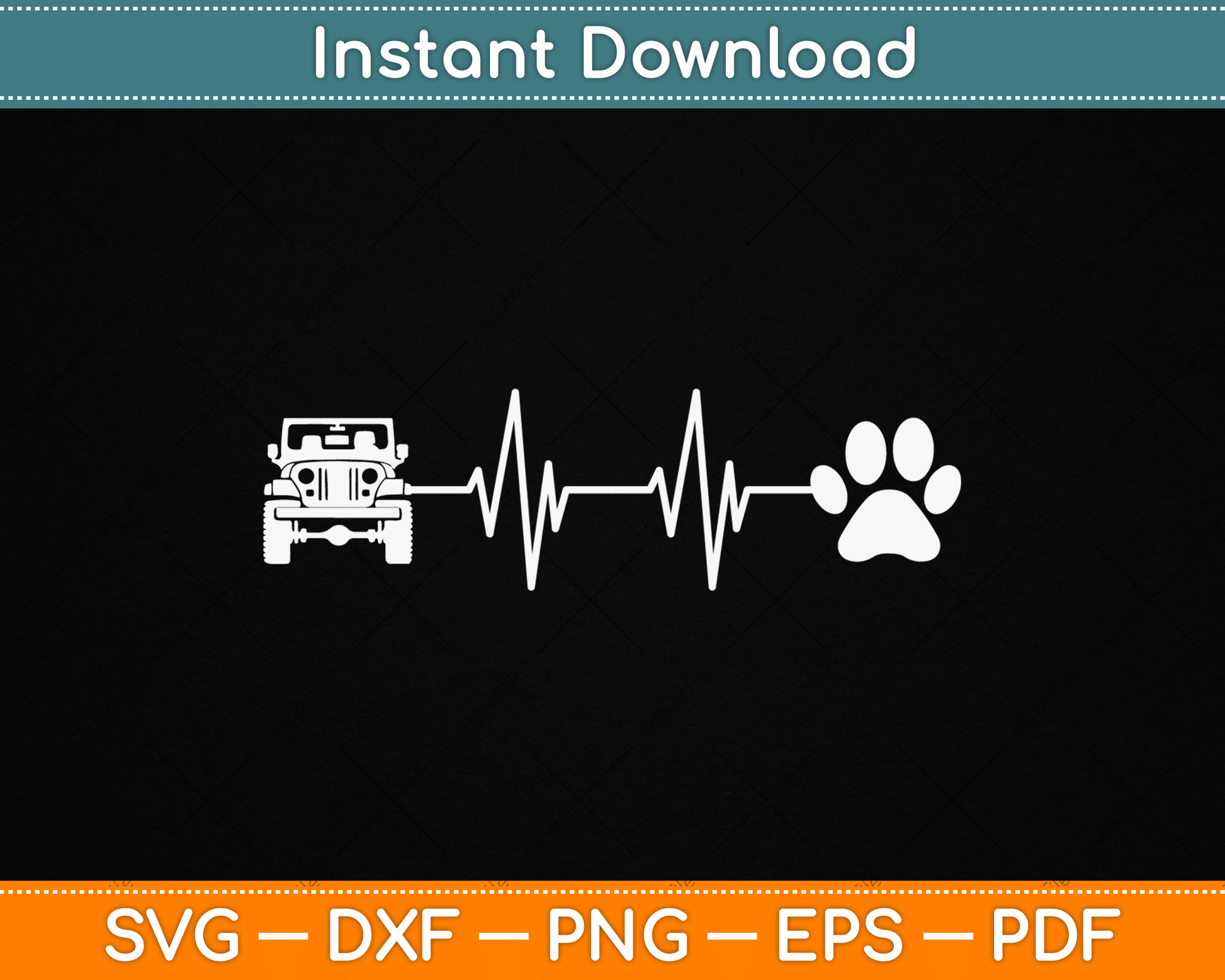 Heartbeat Dog Lover Cat Owner Offroad SVG PNG Digital Cutting File