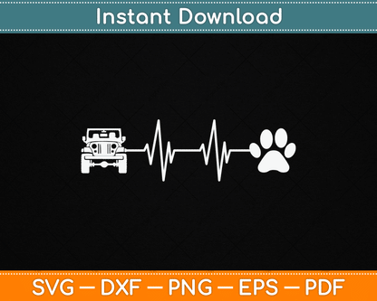 Heartbeat Dog Lover Cat Owner Offroad SVG PNG Digital Cutting File