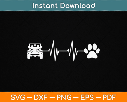 Heartbeat Dog Lover Cat Owner Offroad SVG PNG Digital Cutting File