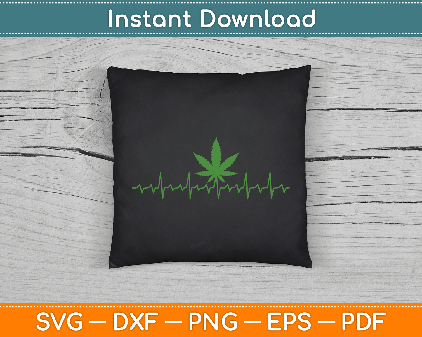Heartbeat Marijuana Leaf Cannabis SVG PNG Digital Cutting File